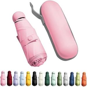 Trenovo Travel Umbrella - Mini Folding Compact Umbrella with Case, 8 Ribs Lightweight Portable Umbrella, Small Sun & Rain Pocket Umbrella for Girls and Women