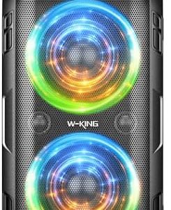 W-KING Loud Bluetooth Speaker with Subwoofer, 80W Party Portable Speaker Bluetooth Wireless Outdoor Box Big Large Speaker,Huge 105dB Sound/Deep Bass/Christmas Lights/USB Play/AUX/TF/EQ, Non-Waterproof