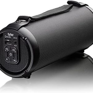 Tyler Wireless Bluetooth Speaker Water Resistant Long Range Rechargeable Boombox USB MP3 Micro SD AUX Inputs Fm Radio Sound & Bass Carry Strap Lightweight for Home Outdoor Stereo